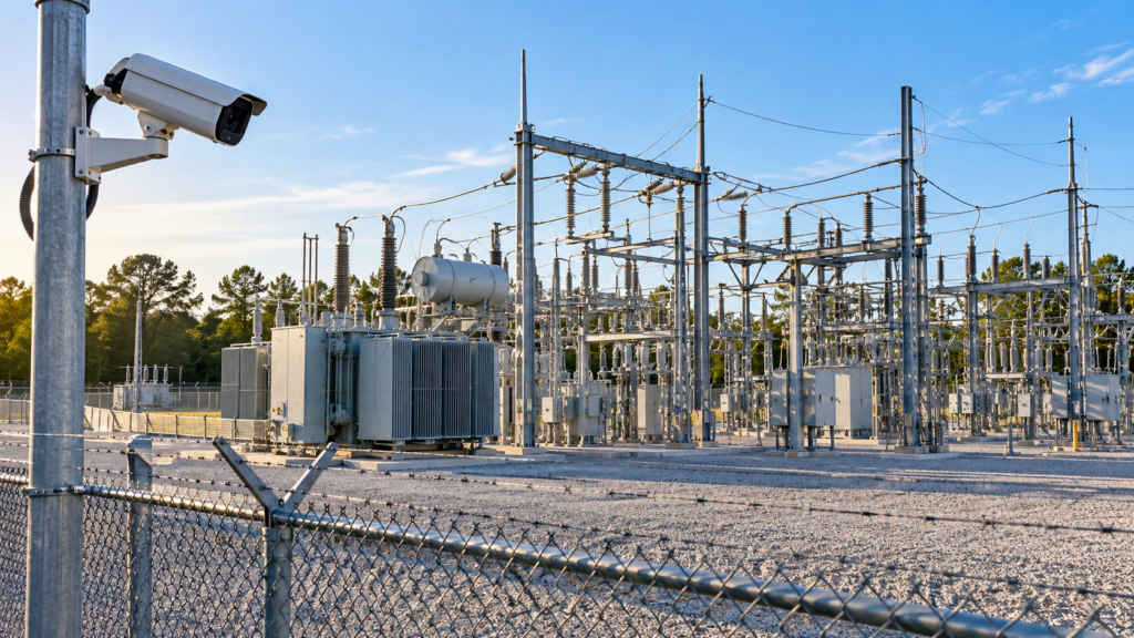 AI Powered Camera facing a utility substation